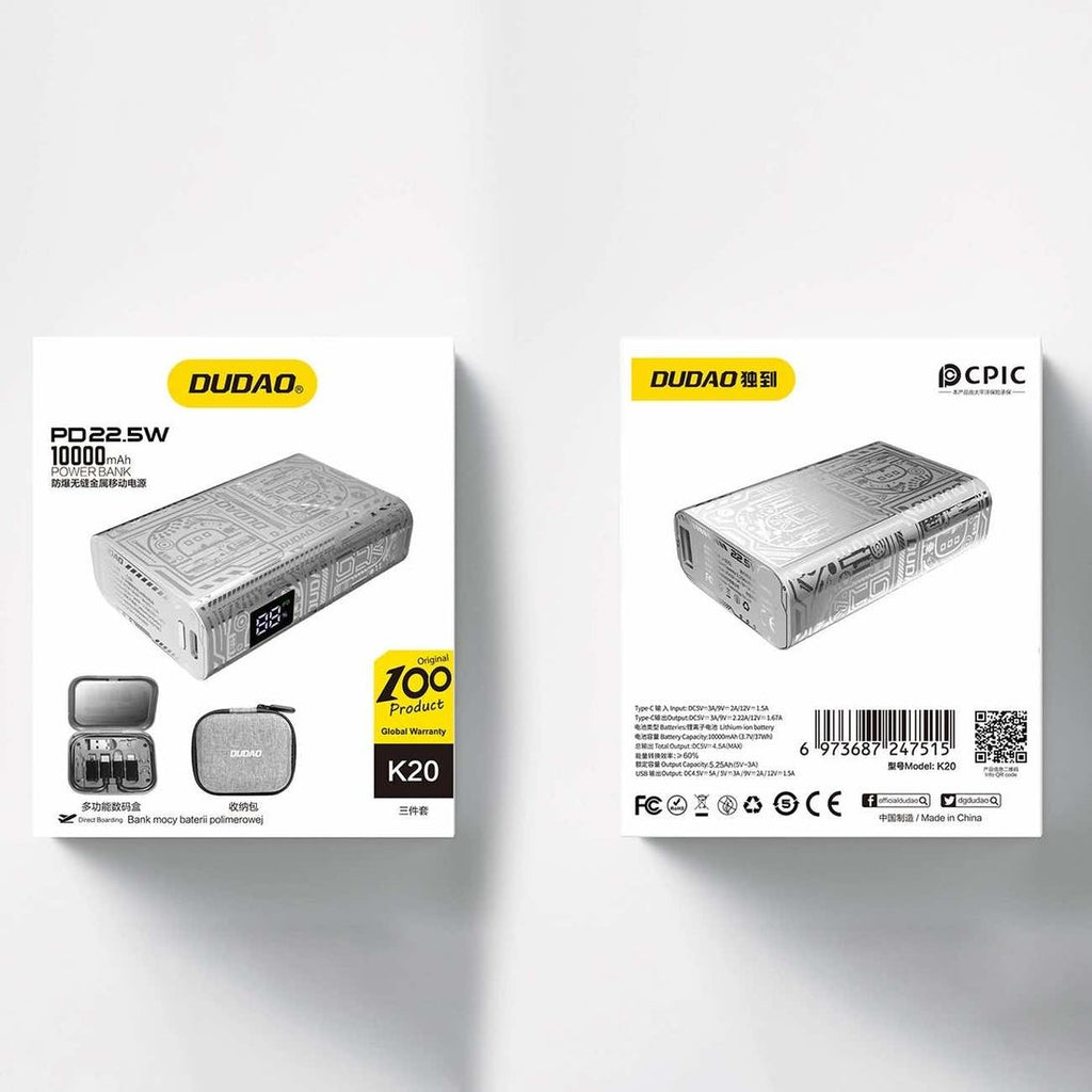 Dudao K20 22.5W Metal Power Bank 10000mAh