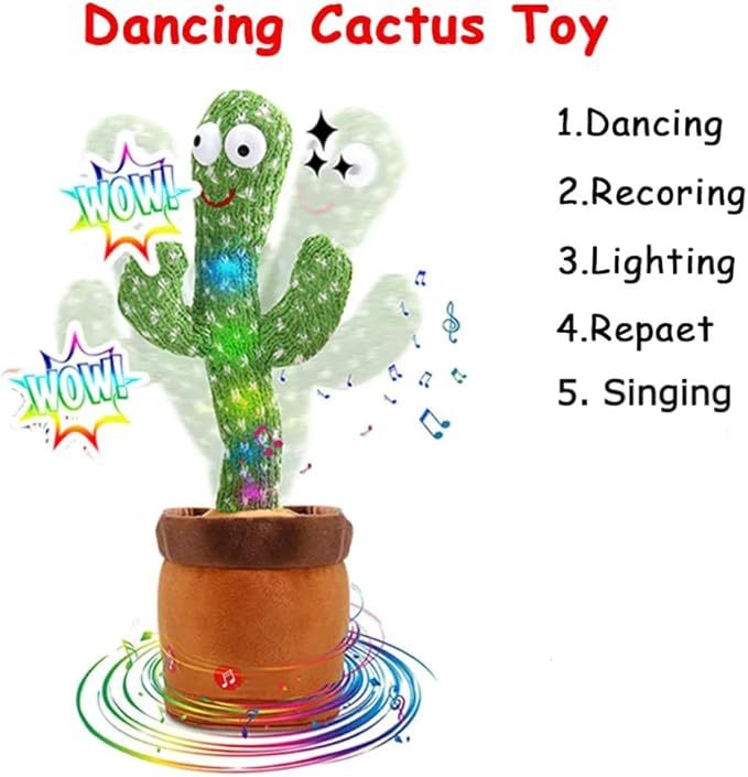 Rechargeable Dancing Singing Cactus Toy for Kids