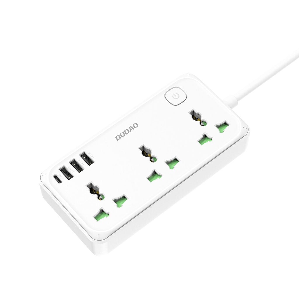 Dudao C6 2500W Power Strip — 3 Sockets, 7 Ports, 3m Cord