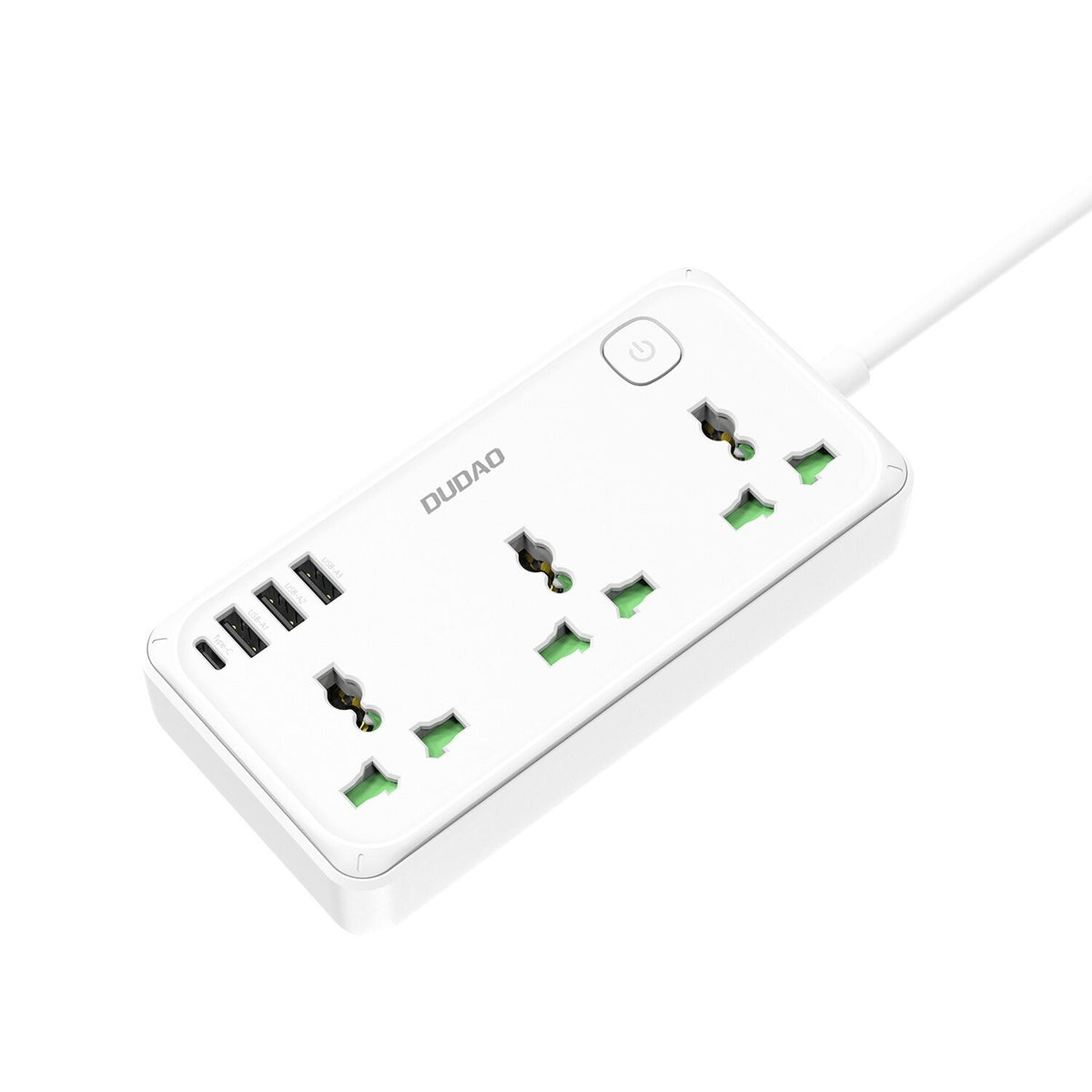 Dudao C6 2500W Power Strip — 3 Sockets, 7 Ports, 3m Cord