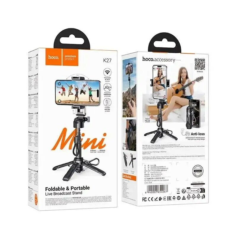 Hoco K27 Magic Mini Foldable Selfie Stick & Live Broadcast Stand