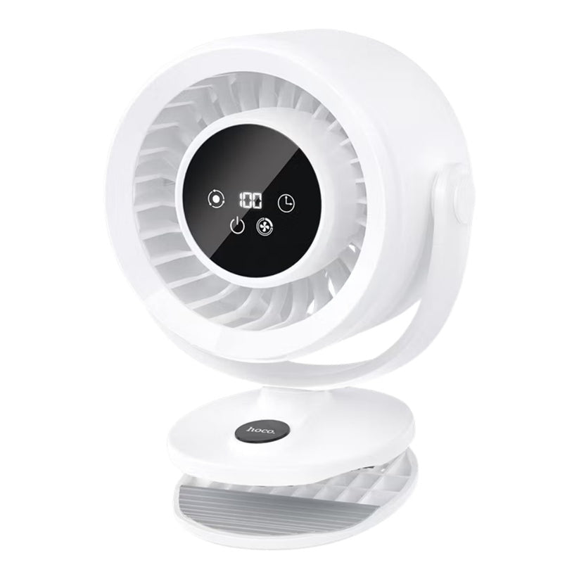 HOCO HX608 3-in-1 Rechargeable Automatic Rotating Clip Fan Table Wall Mount