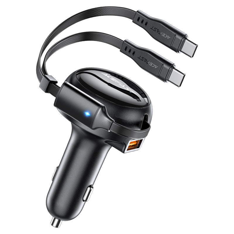 Acefast B13 53W Car Charger with Retractable 2-in-1 Cable