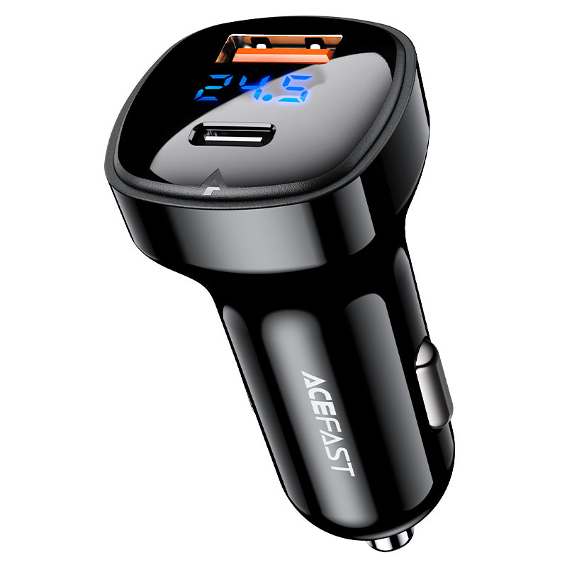 Acefast B4 Car Charger 66W (USB-C+USB-A) with Digital Display