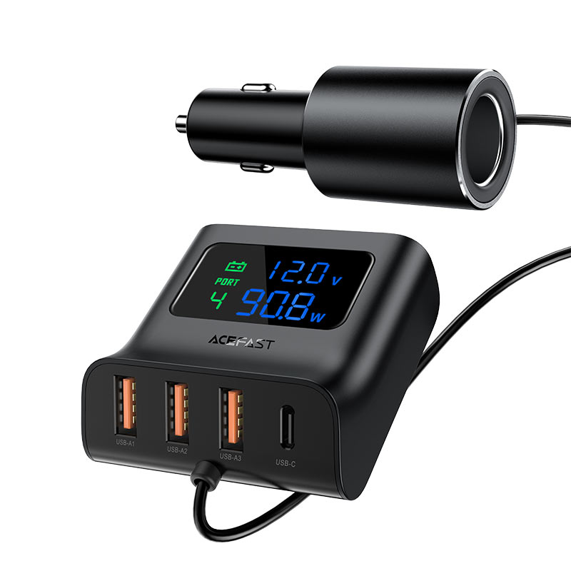 Acefast B8 Car Hub Charger with Digital Display