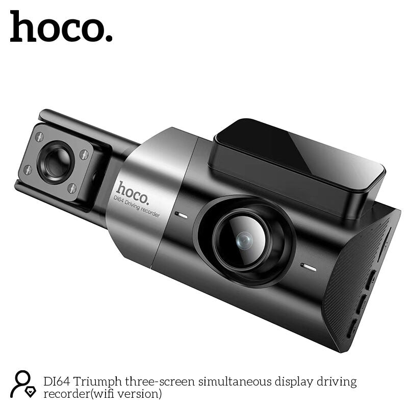 Hoco DI64 Car Driving Recorder (WiFi, 3 Cameras)