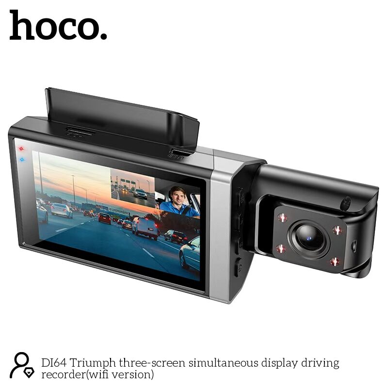 Hoco DI64 Car Driving Recorder (WiFi, 3 Cameras)