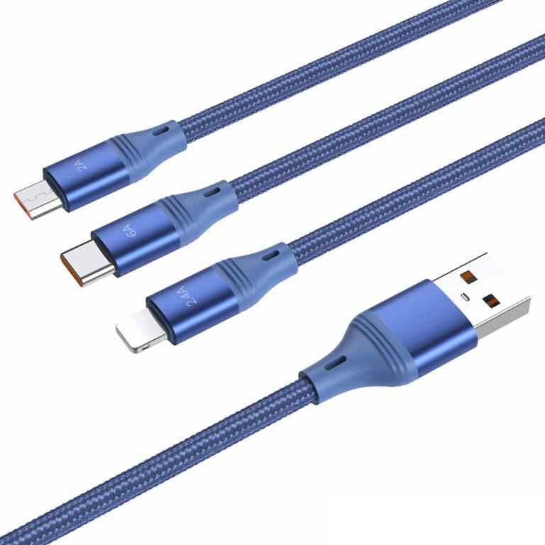 Hoco U104 3-in-1 Charging Cable 6A