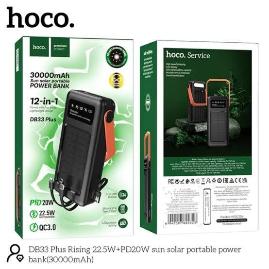 Hoco DB33 Plus Solar Power Bank 30000mAh 22.5W + PD20W